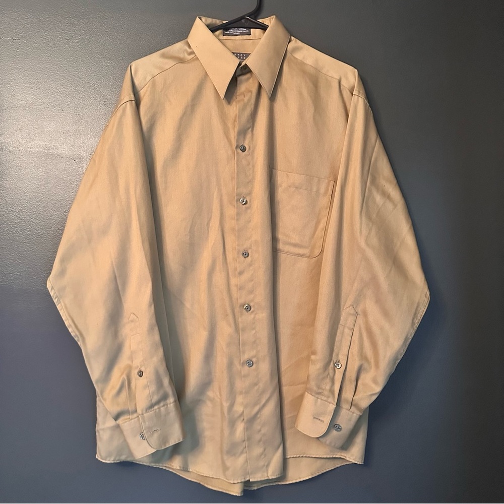 Beige Dress Mens Shirt Large